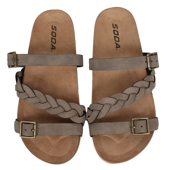 Other - GIRLS Taupe Buckle Strap Platform Slip On Sandal